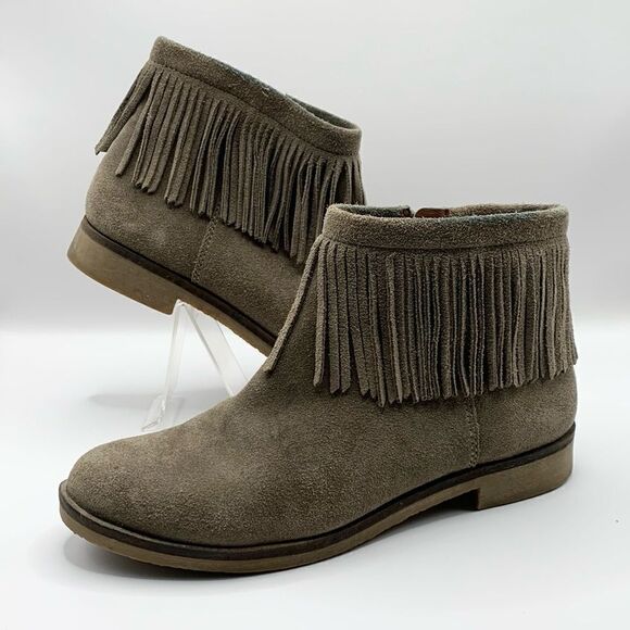 Lucky brand Galley style fringe brown suede ankle booties woman’s size 7.5 - Picture 1 of 9